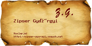 Zipser Györgyi névjegykártya